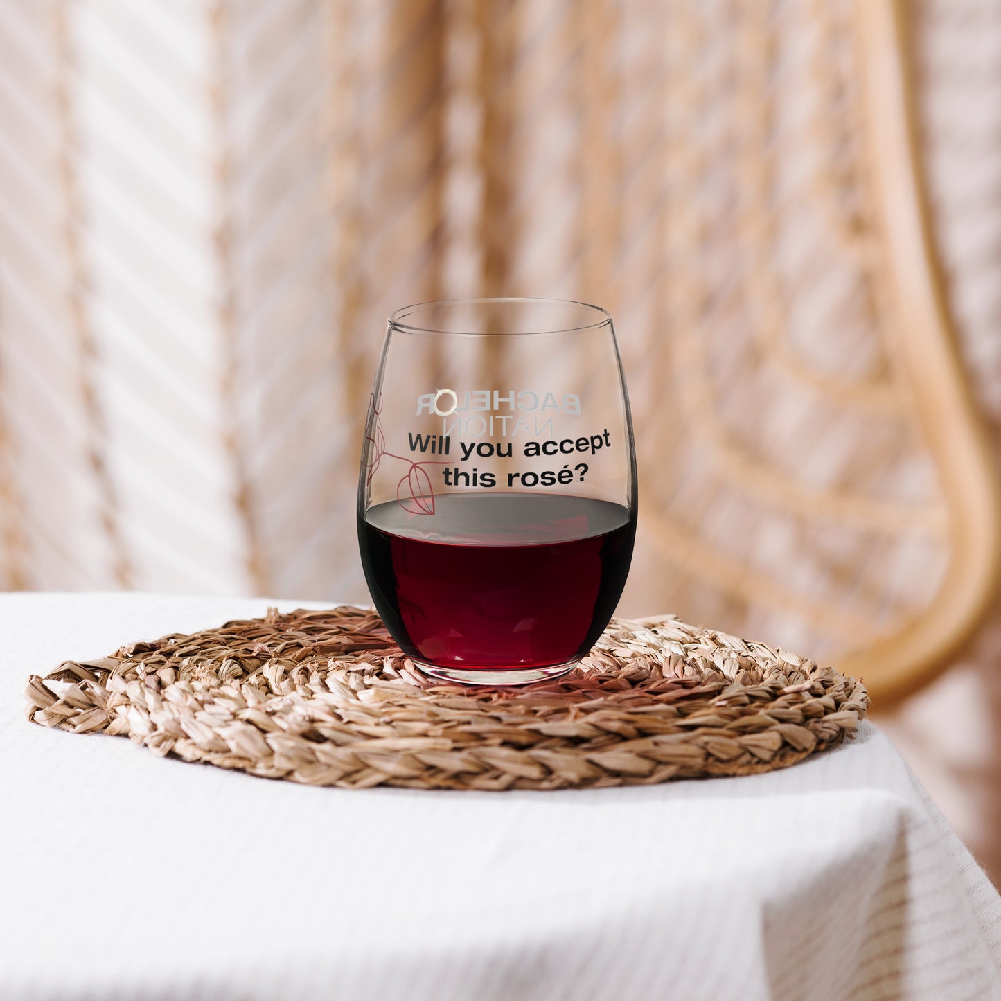 Bachelor Nation Stemless Wine Glass - Will You Accept This Rose